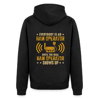 Everybody Is An Ham Operator - Unisex Premium Organic Zip Hoodie - black - Back - Nico (187cm)