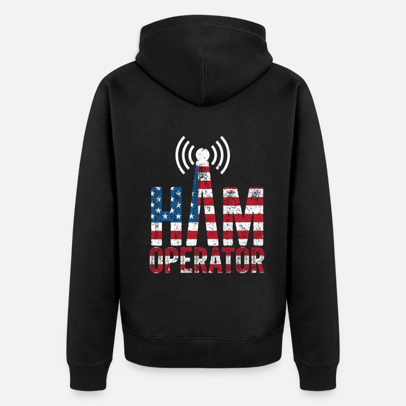 Ham Operator US-Flagge - Unisex Premium Bio Zip Hoodie - Schwarz