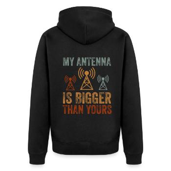Meine Antenne ist größer als Ihre - Unisex Premium Bio Zip Hoodie - Schwarz - Hinten - Nico (187cm)