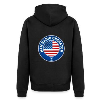 Ham Radio Operator US Flag - Unisex Premium Organic Zip Hoodie - black - Back - Nico (187cm)