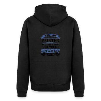 Malgeschenk wird deine Scheiße nicht kostenlos reparieren - Unisex Premium Bio Zip Hoodie - Schwarz - Hinten - Nico (187cm)
