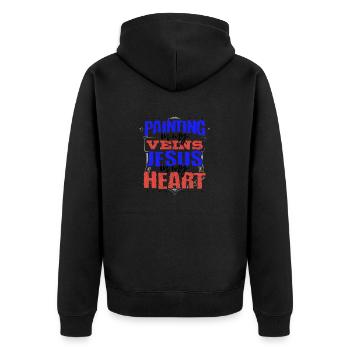 Maler Geschenk Malerei in meinen Adern Jesus ist in meinem - Unisex Premium Bio Zip Hoodie - Schwarz - Hinten - Nico (187cm)