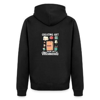 Scrapbooker Geschenk Kunst aus den Momenten des Lebens schaffen - Unisex Premium Bio Zip Hoodie - Schwarz - Hinten - Nico (187cm)