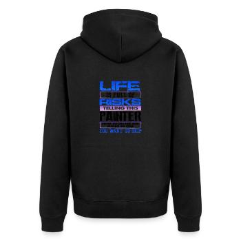 Malen Geschenk Leben voller Risiken Erzählen überspringen - Unisex Premium Bio Zip Hoodie - Schwarz - Hinten - Nico (187cm)