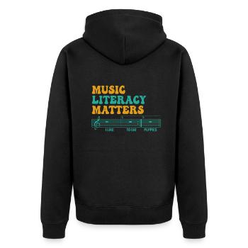 Music Literacy Matters - Unisex Premium Organic Zip Hoodie - black - Back - Nico (187cm)