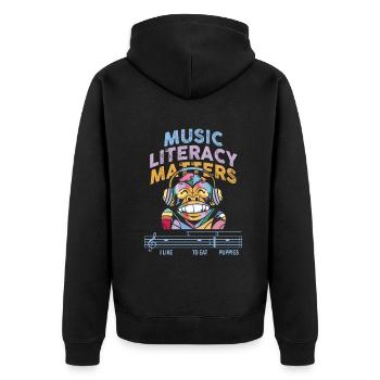 Music Literacy Matters - Unisex Premium Organic Zip Hoodie - black - Back - Nico (187cm)
