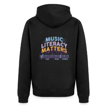 Music Literacy Matters - Unisex Premium Organic Zip Hoodie - black - Back - Nico (187cm)