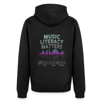 Music Literacy Matters - Unisex Premium Organic Zip Hoodie - black - Back - Nico (187cm)