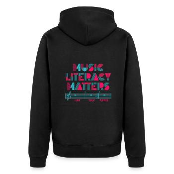 Music Literacy Matters - Unisex Premium Organic Zip Hoodie - black - Back - Nico (187cm)
