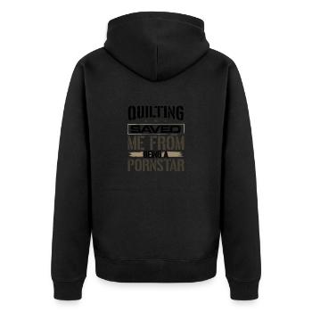 La courtepointe m’a sauvé d’être une courtepointe de pornstar - Veste à capuche bio Premium Unisexe - noir - Dos - Nico (187cm)