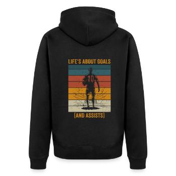 La vie est faite de buts et de passes décisives Football de futbol - Veste à capuche bio Premium Unisexe - noir - Dos - Nico (187cm)