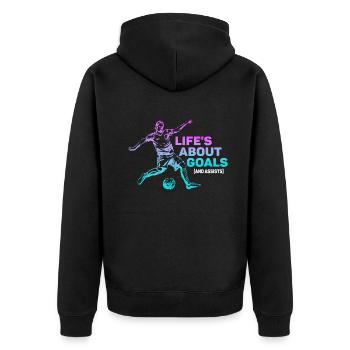 La vie est faite de buts et de passes décisives Football de futbol - Veste à capuche bio Premium Unisexe - noir - Dos - Nico (187cm)