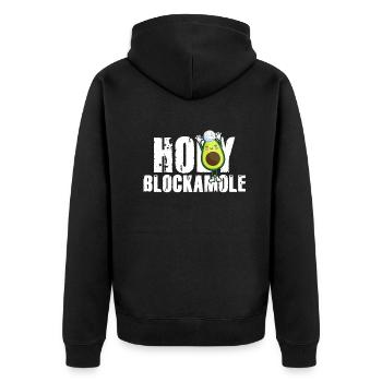Heilige Blockamole Volleyball Avocado - Unisex Premium Bio Zip Hoodie - Schwarz - Hinten - Nico (187cm)