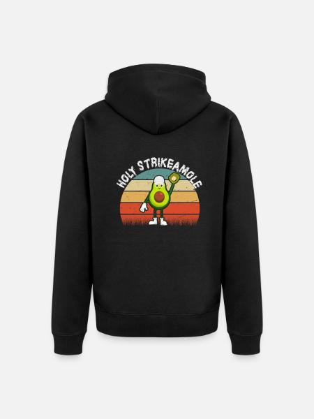 Holy Strikeamole Baseball Softball Avocado - Unisex Premium Organic Zip Hoodie - black