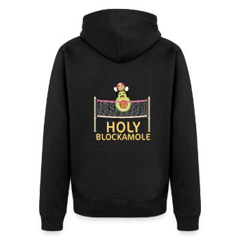 Heilige Blockamole Volleyball Avocado - Unisex Premium Bio Zip Hoodie - Schwarz - Hinten - Nico (187cm)