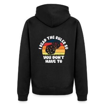 I Read The Rules So You Dont Have To - Unisex Premium Organic Zip Hoodie - black - Back - Nico (187cm)