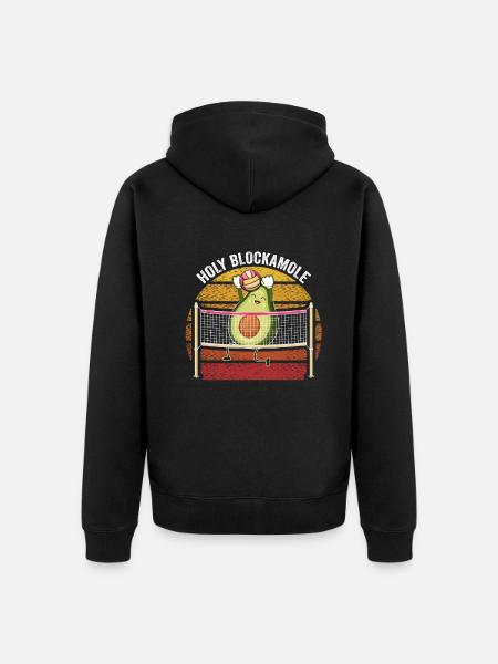 Holy Blockamole Volleyball Avocado - Unisex Premium Organic Zip Hoodie - black