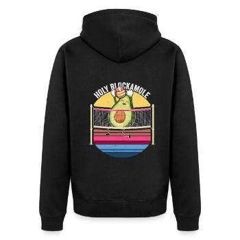 Heilige Blockamole Volleyball Avocado - Unisex Premium Bio Zip Hoodie - Schwarz - Hinten - Nico (187cm)