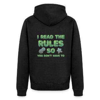 I Read The Rules So You Dont Have To - Unisex Premium Organic Zip Hoodie - black - Back - Nico (187cm)