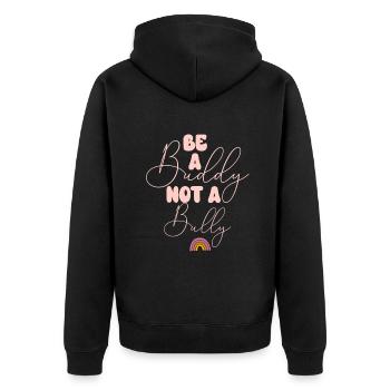 Sei ein Kumpel, kein Mobber Anti-Mobbing - Unisex Premium Bio Zip Hoodie - Schwarz - Hinten - Nico (187cm)