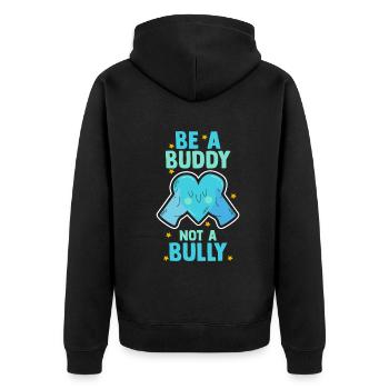 Sei ein Kumpel, kein Mobber Anti-Mobbing - Unisex Premium Bio Zip Hoodie - Schwarz - Hinten - Nico (187cm)