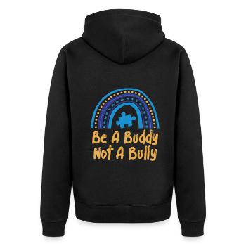 Sei ein Kumpel, kein Mobber Anti-Mobbing - Unisex Premium Bio Zip Hoodie - Schwarz - Hinten - Nico (187cm)