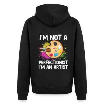 I'm Not A Perfectionist I'm An Artist - Unisex Premium Organic Zip Hoodie - black - Back - Nico (187cm)