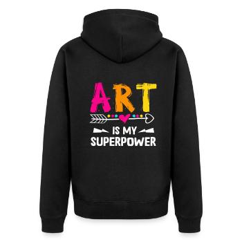 Art Is My Superpower - Unisex Premium Organic Zip Hoodie - black - Back - Nico (187cm)