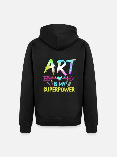 Art Is My Superpower - Unisex Premium Organic Zip Hoodie - black