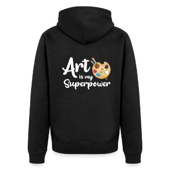Art Is My Superpower - Unisex Premium Organic Zip Hoodie - black - Back - Nico (187cm)