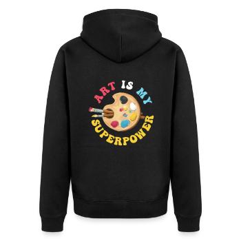 Art Is My Superpower - Unisex Premium Organic Zip Hoodie - black - Back - Nico (187cm)
