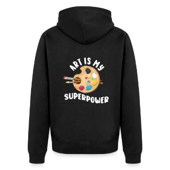 Art Is My Superpower - Unisex Premium Organic Zip Hoodie - black - Back - Nico (187cm)