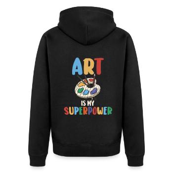 Art Is My Superpower - Unisex Premium Organic Zip Hoodie - black - Back - Nico (187cm)