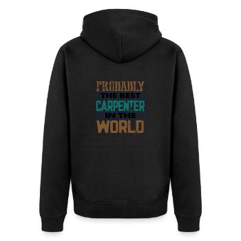 Schreinergeschenke Wahrscheinlich bester Tischler in der - Unisex Premium Bio Zip Hoodie - Schwarz - Hinten - Nico (187cm)