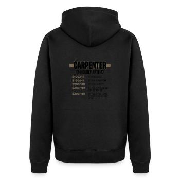 Drôle de charpentier Cadeaux Charpentier Tarif horaire - Veste à capuche bio Premium Unisexe - noir - Dos - Nico (187cm)