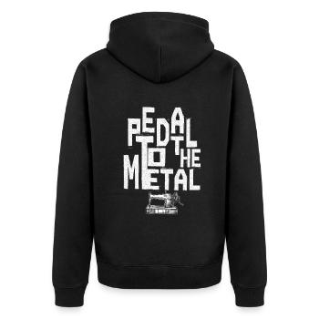 Pedal zur Metallnähmaschine - Unisex Premium Bio Zip Hoodie - Schwarz - Hinten - Nico (187cm)