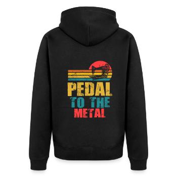 Pedal To The Metal Sewing Machine - Unisex Premium Organic Zip Hoodie - black - Back - Nico (187cm)
