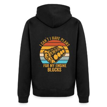 Ich kann keine Pläne für meine Motorblöcke haben - Unisex Premium Bio Zip Hoodie - Schwarz - Hinten - Nico (187cm)