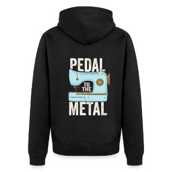 Pedal To The Metal Sewing Machine - Unisex Premium Organic Zip Hoodie - black - Back - Nico (187cm)