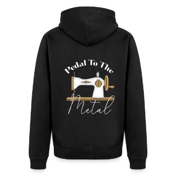 Pedal To The Metal Sewing Machine - Unisex Premium Organic Zip Hoodie - black - Back - Nico (187cm)