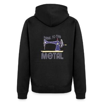 Pedal To The Metal Sewing Machine - Unisex Premium Organic Zip Hoodie - black - Back - Nico (187cm)