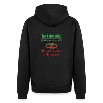 Definition des Präparators wie ein Chirurg, nur kühler - Unisex Premium Bio Zip Hoodie - Schwarz - Hinten - Nico (187cm)