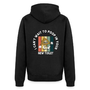 Ich kann es kaum erwarten, in deine neue Toilette zu - Unisex Premium Bio Zip Hoodie - Schwarz - Hinten - Nico (187cm)