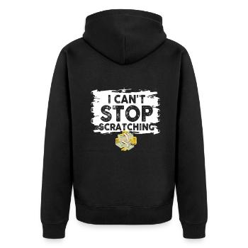 Ich kann nicht aufhören zu kratzen - Unisex Premium Bio Zip Hoodie - Schwarz - Hinten - Nico (187cm)