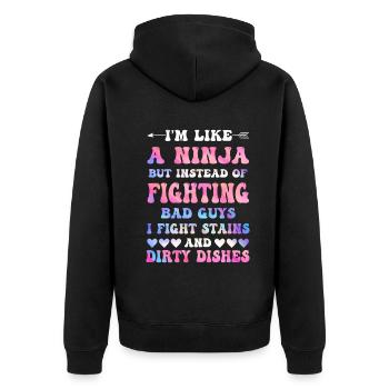 Comme une femme au foyer ninja - Veste à capuche bio Premium Unisexe - noir - Dos - Nico (187cm)