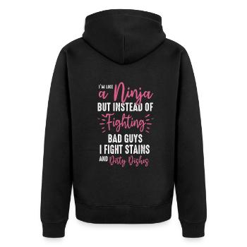 Comme une femme au foyer ninja - Veste à capuche bio Premium Unisexe - noir - Dos - Nico (187cm)