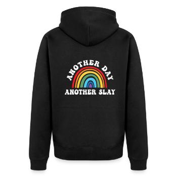 Another Day Another Slay Motivational - Unisex Premium Organic Zip Hoodie - black - Back - Nico (187cm)