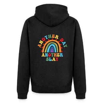 Another Day Another Slay Motivational - Unisex Premium Organic Zip Hoodie - black - Back - Nico (187cm)