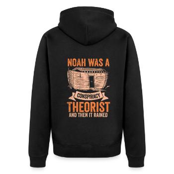 Noé était un théoricien du complot et il pleuvait - Veste à capuche bio Premium Unisexe - noir - Dos - Nico (187cm)