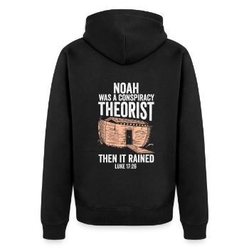 Noé était un théoricien du complot et il pleuvait - Veste à capuche bio Premium Unisexe - noir - Dos - Nico (187cm)